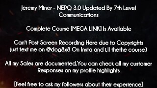 Jeremy Miner  course - NEPQ 3.0 Updated By 7th Level Communications download