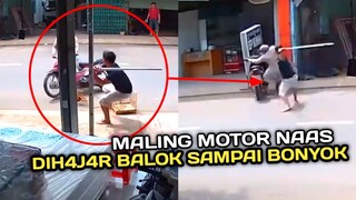 Hantam Terus Ampe Kapok !! Balok Mendarat Bertubi-Tubi Ke Maling Motor !! Rekaman CCTV Terbaru 2023