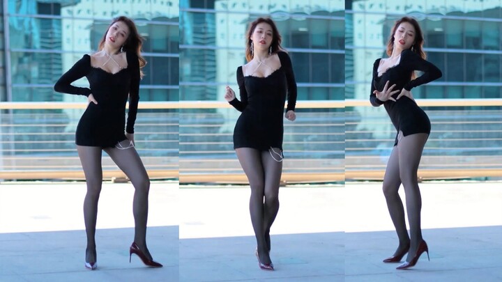 [Su Ziyi sziyi] GIVEITTOME black silk + red high heels