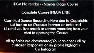 IPGA Masterclass  course  - Sander Stage Course download