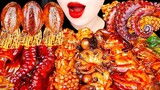 SPICY SEAFOOD BOIL MUKBANG 매운 해물 한판 OCTOPUS, OYSTER, ENOKI MUSHROOM, SALMON COOKING&EATING SOUNDS먹방