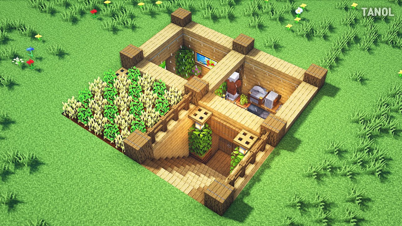 ⚒️ Minecraft : How To Build a Beginner Survival Set House_마인크래프트 건축 : 초보자  생존 세트 집 만들기 - Bilibili