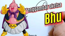 Menggambar sketsa Bhu dalam serial Dragon ball.