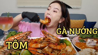 [Mukbang TV] - Gà nướng + tôm xào