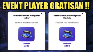 PLAYER GRATISAN MASUK !! EVENT GILA ! GAMPANG BANGET DAPETIN RIBUAN DIAMOND GRATIS !