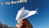 Stunt maneuvers, concept simulation F-11d BlackWing black wing paper airplane