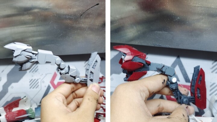 Tangan Gunpla menggosok lengan robot bergerak tiga tahap Chambro yang dapat digerakkan dengan sempur