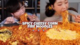 HUNGRY MUKBANGERS | Spicy Fire Noodles with Corn Cheese Edition🙀🔥🥵