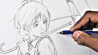 วิธีการวาดสาวการ์ตูนด้วยร่ม (การสอนการวาดภาพอะนิเมะสำหรับผู้เริ่มต้น)