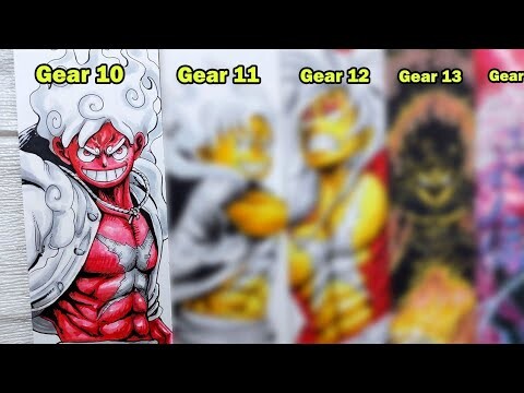 Drawing Luffy in Gear 10,11,12,13,and 99 | One Piece | ワンピース
