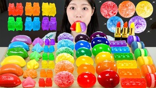 ASMR MUKBANG| 레인보우 디저트 무지개 코하쿠토 마카롱 젤리 먹방 & 레시피 RAINBOW DESSERT ICE CREAM MACARONS EATING