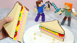 Lego Minecraft Animation 2 - การทำ Lego Sandwich ในชีวิตจริง การทำอาหารแบบสต็อปโมชั่น & ASMR