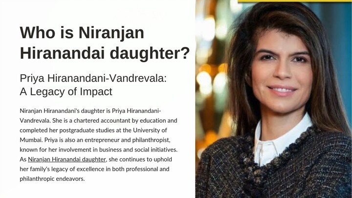 Who is Niranjan Hiranandani daughter?