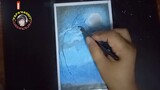 Easy drawing oil pastel art for beginner.  sweet couple in Moonlight scenery. step by step