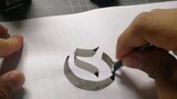 [Kaligrafi]Latihan kaligrafi bahasa Inggris dengan gunting kuku