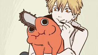 Cute Pochita Helps Tired Denji Make Ginger Roast