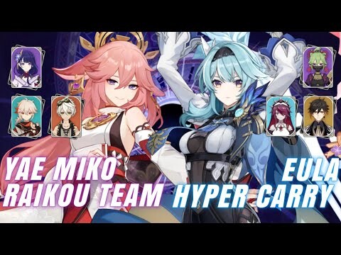 [ Genshin Impact ] 3.3 Spiral Abyss with Yae Miko Raikou Team and Eula Hyper Carry