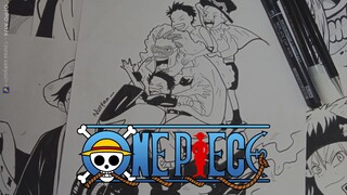 ASL, Dadan Racing - One Piece || Black and White Art (SPEED DRAWING)