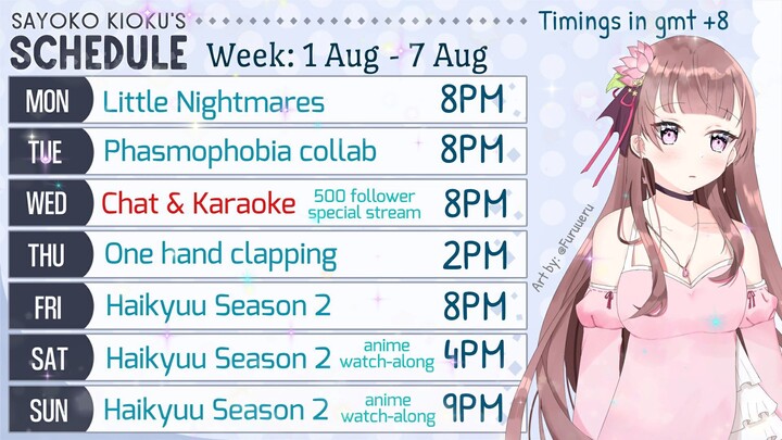 UPDATED Stream Weekly Schedule [1 Aug - 7 Aug]