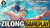 ZILONG "Summer Waves" SKIN GAMEPLAY PART 1 | NEW ZILONG SKIN!!! | MLBB