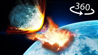 360° VR - Big Asteroid hits EARTH IMPACT | Space POV