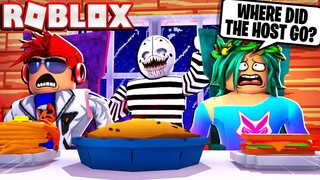 A DINNER PARTY AT A KILLERS MANSION! -- (ROBLOX Camping 4)