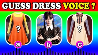 GUESS Dress VOICE | Wednesday Netflix, M3gan, Squid Game, MrBeast hard quiz | AI Quiz