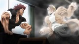 Baki attacks Sikorsky to save Kozue, Baki suddenly attacks Oliva, Oliva knocks Sikorsky