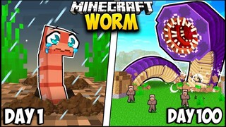 I Survived 100 Days as a WORM in Minecraft