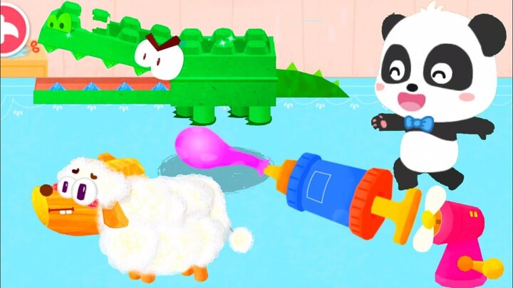Permainan Anak Peternakan Bayi Panda Kiki Memberi Makan Buaya, Ayam dan Domba- Kartun Anak -Baby Bus