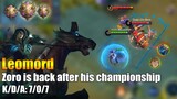Zoro is back with Leomord gameplay after his championship | Mythic rank gameplay [K2 Zoro]