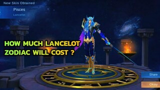 How Much Lancelot Pisces Zodiac Skin Will Cost ?| Zodiac Summon mlbb |Guide For Lancelot Zodiac Skin