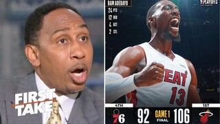 FIRST TAKE "Heat is the title contenders" Stephen A. reacts to Heat DESTROY 76ers 106-92 in Game 1