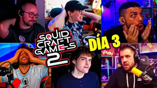 TODAS LAS MUERTES y MEJORES MOMENTOS en SQUID CRAFT GAMES 2 DIA 3 😱| AURON, SPREEN, DJMARIO | 45☠️