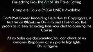 Film editing Pro Course The Art of Film Trailer Editing download