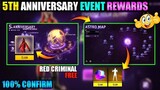 5th anniversary free fire | ff 5th anniversary free rewards | ff new event | ff new event today