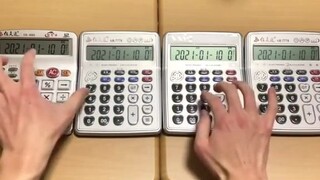 Play the Japanese singer Ado's song "Usseewa" with four calculators