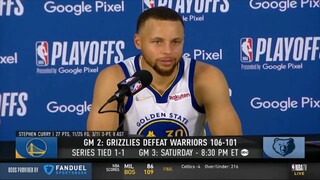 Stephen Curry on Grizzlies loss: "This match doesn't tell the rest of the season"