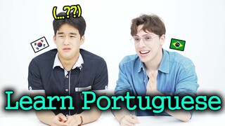 Korean Teen Learns Portuguese from Brazilian For The First Time!!