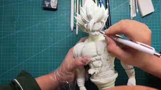 Super Saiyan 2 Sun Wukong หน้าอกกระบวนการผลิต zbrush 3D การพิมพ์ภาพวาดดินสอ