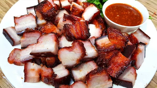 1043 หมูแดงสามชั้น เอาไว้ทำฉลองปีใหม่ เนื้อนุ่ม หนังหนึบ หอมสามเกลอ Bake Red Pork belly