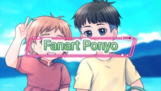 《 Fanart Ponyo & Sousuke 》Karakter Movie Studio Ghibli