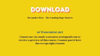 (WSOCOURSE.NET) Alexunder Hess – The Landing Page Mastery