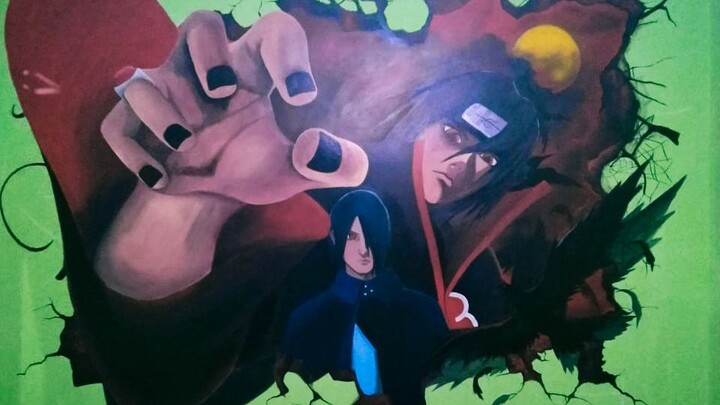 step by step melukis ditembok #sasuke #itachi