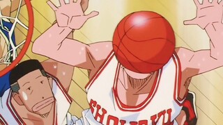 Sakuragi shows off his shooting training results, scoring a goal with his face