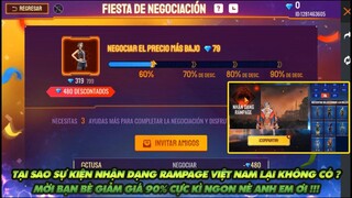 Free Fire Tại sao sự kiện nhận dạng rampage việt nam không có? Sự kiện mời bạn bè giảm giá 90%