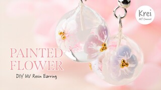 UV Resin - Painted Flower Ball Earring