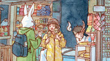 [Watercolor daily life in a house] Eating doll's head ice cream at the grocery store, painting proce