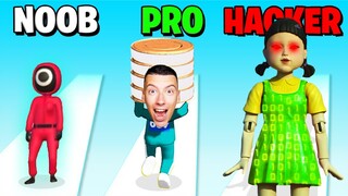 NOOB vs PRO vs HACKER dans Squid Game Run!? (Stack Candy Challenge)