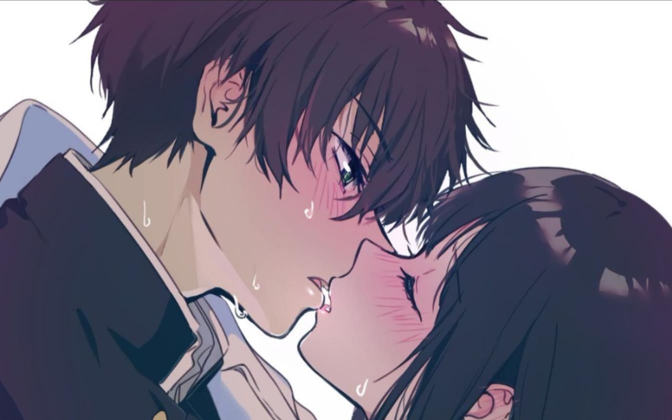 Male and female anime character kissing each other HD wallpaper  Wallpaper  Flare